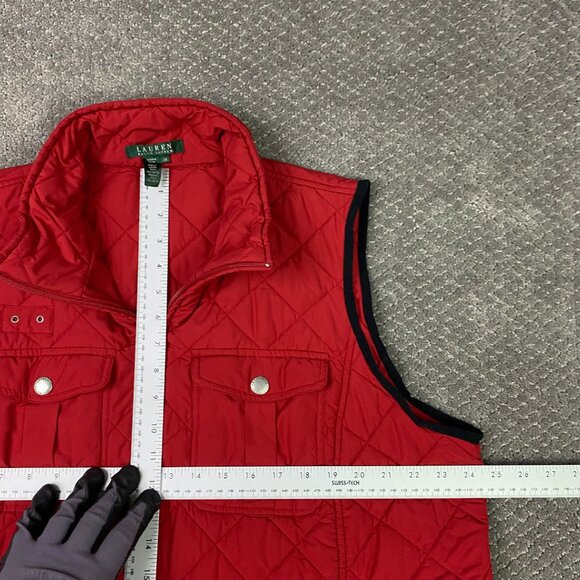 Lauren Ralph Lauren Quilted Vest Womens 2X Red Utility Plus Size Padding Zip - Picture 8 of 13